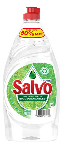 Lavatrastes Detergente Líquido Salvo Pure 750 Ml, 3 Unidades