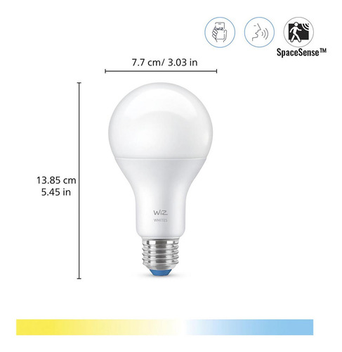 Foco Inteligente WiZ luz fría dimeable perfecto para iluminar espacios de manera uniforme y eficiente controlable por Wi-Fi y altavoz inteligente