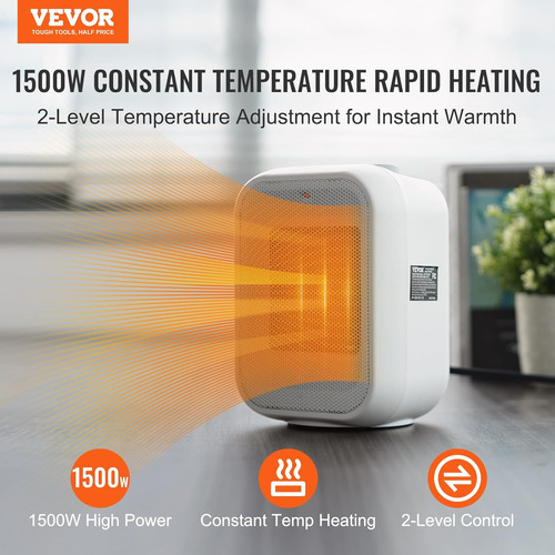 Calentador Eléctrico Portátil Termostato, 1000 W/1500...