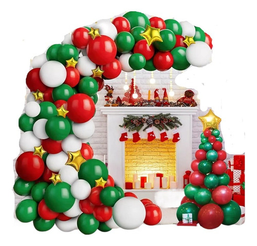 Globos Arco Decoracion Premium Dorado Verde Navidad 