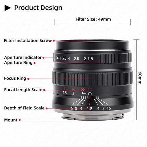 Lente 55mm F1.8 Brightin Star Sin Espejo Para Canon Rf Y ...