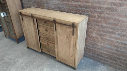 Imagen 2 de 9 de Mueble Guardado Doble Puerta Granero Cajonera Central