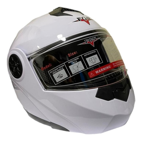 Casco para moto FGN 862  blanco brillante abatible talla L 