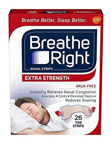 Imagen 1 de 4 de Breathe Right Tiras Nasales Dejar De Roncar 26 Uds