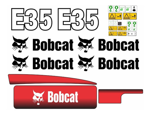 Kit Adesivo Mini Escavadeira Bobcat E35 + Etiquetas Mk