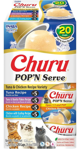 Churu Pop N Serve Jelly Golosina Para Gatos Paq20 -1.2oz Mix