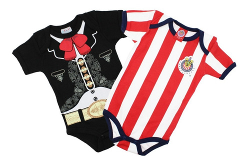 Imagen 2 de 9 de Pañalero Bebé Ropa Futbol Original Chivas Mariachi Set 2 Pza