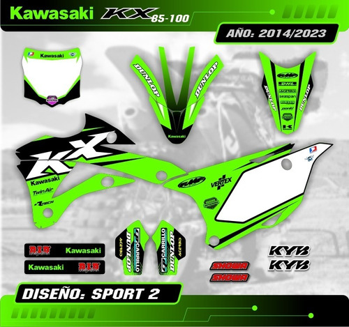 Kit Calcos - Gráfica Kawasaki Kx 85/100 - 2014/2022 Gruesos