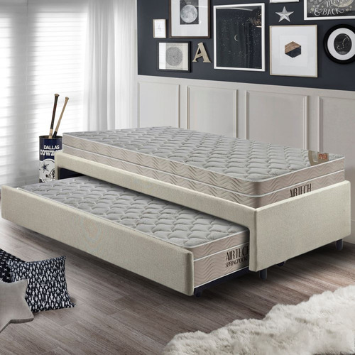 Ortobom Bicama box com colchão linho bege 88cm x 188cm
