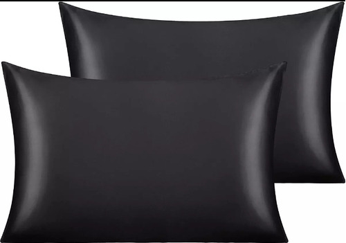 Almohadas Standard Saten O Seda Negra Para Cabello Rizado .