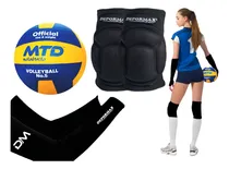 Comprar Kit Vóley Pelota Goma Mtd Mangas Rodilleras Color Negro
