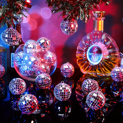 8pcs Elegantes Adornos En Forma De Minibola De Discoteca