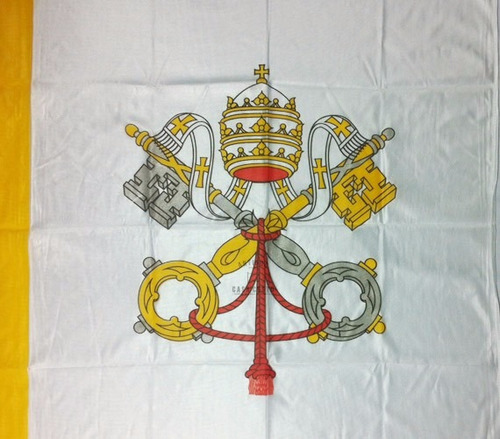Imagen 2 de 4 de Bandera Papal Vaticano Con Escudo *60x90cm* Oficial Reforzad