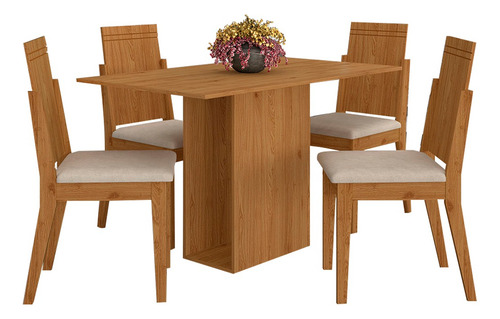 Mesa Com 4 Cadeiras Filipinas Cinamomo/bege - M A Cor Cinamomo/bege 03