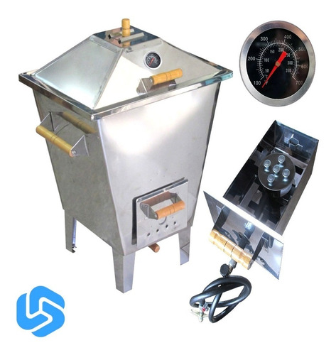 Churrasqueira Bafo Forno Defumador Inox 8kg Gás/carvão