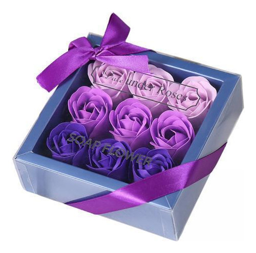 Juego De 4 Jabones De Rosas En Caja De Regalo Cuadrada Compa