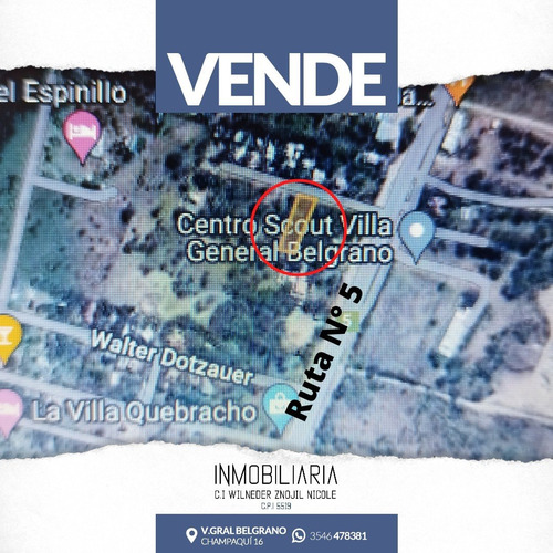 Lote En Villa General Belgrano Cordoba A 50 Metros De Ruta Nº5