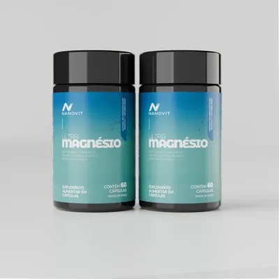 Magnésio 5 Em 1 Dimalato Bisglicinato 60 Cápsulas Sem Sabor | Quantidade 2 Potes