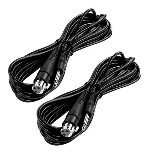 Microfone De Mão Duplo Karaoke Igreja Com 2 Cabos 5 Metros
