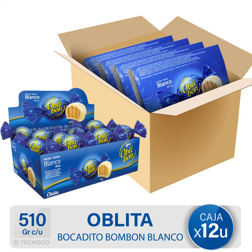 Bombon Oblita Obli Bon chocolate blanco 510 g 30 u pack x 12