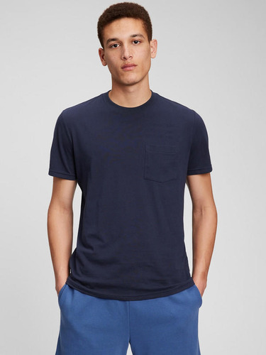 Polera Hombre Gap Manga Corta Bolsillo Azul Marino