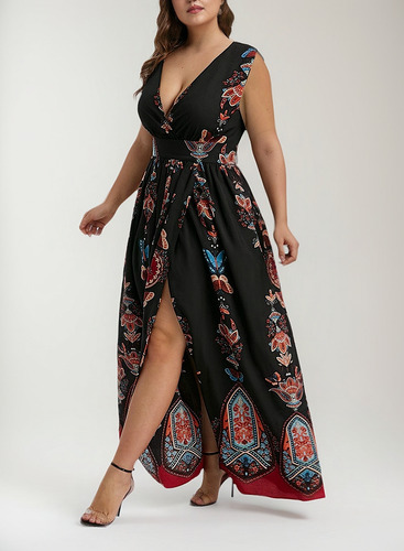 Vestido T Para Mujer, Talla Grande, Estampado A La Moda, Cue