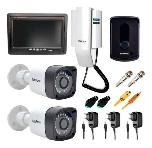 Porteiro Intelbras Ipr 8010 + 2 Câmeras 402 Tf + Tela 7