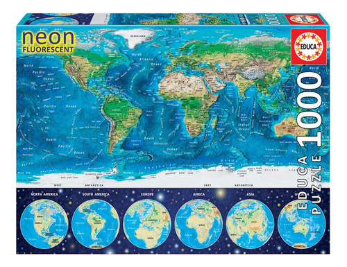 Puzzle Educa 1000pcs Neon World Map 16760