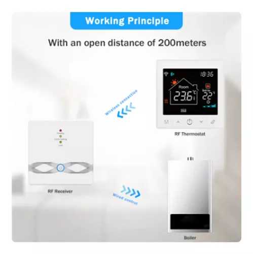 Compre Wt203-wifi Tuya RF433 Termostato Inalámbrico Calefacción Eléctrica /  Calentamiento de Agua / Control de la Aplicación de Soporte de Termostato  de Caldera de Gas de Agua en China