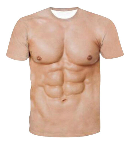 Divertido 3d Body Pattern Musclet-shirt Manga Corta Hombres