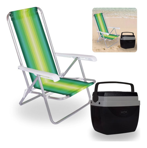 Caixa Termica Preta Cooler 12 L + Cadeira De Praia Camping