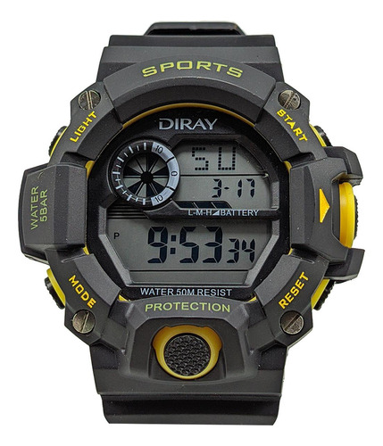 Relógio Pulso Esportivo 5atm Diray Digital Preto/amarelo