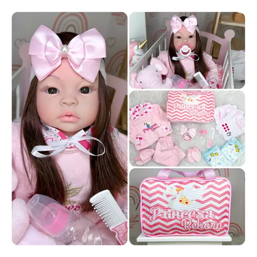 Boneca Bebê Reborn Verdade Barata 53cm Princesa + Bolsa