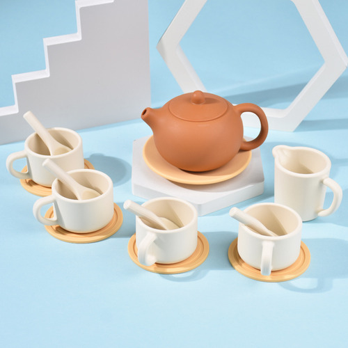 Mini Simulación Tetera Taza Té Silicona Niños Juguetes Set