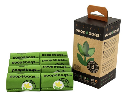 120 Poop Bags Biodegradable Aroma Naranja 8 Rollos Numerados