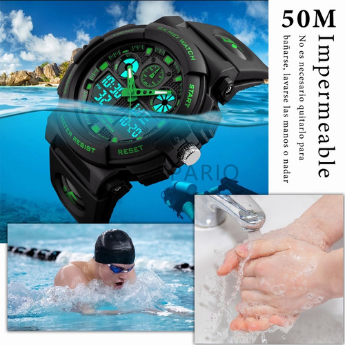 Imagen 7 de 8 de Relojes Para Pulsera Deportivo Sumergible Luminoso Hombre