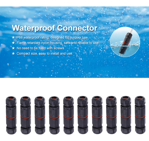 For 10*conector De 3 Pines De Cable Eléctrico Impermeable