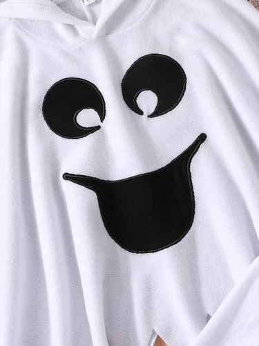 Disfraz De Halloween Para Bebés Y Niñas, Capa Blanca De Fantasma Con Capucha, Parte Superior Negra, Pantalones Largos, Ropa De Cosplay