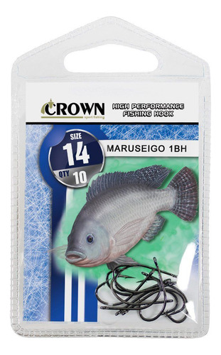 Anzol Crown Maruseigo Black Para Tilápia Número 14 Com 10un