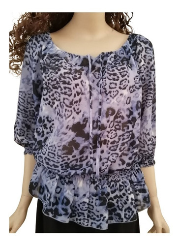 Blusa Animal Print Talla S Marca Adolfo