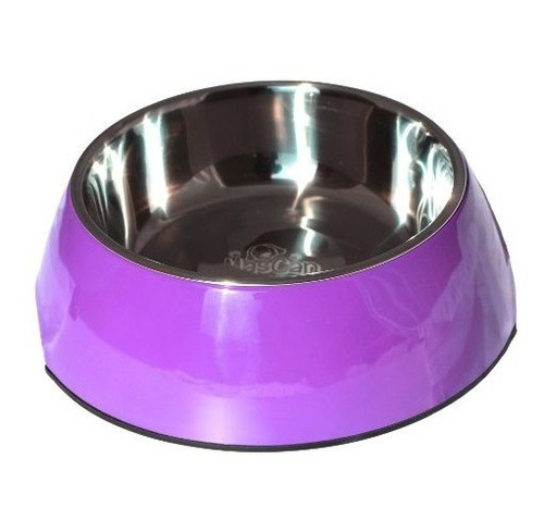 Plato Melamina Sólido Redondo Morado Talla M Perro 