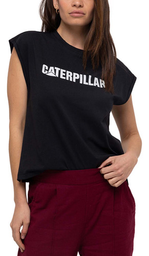Remera Caterpillar Logo Tee Pitch Black Para Dama