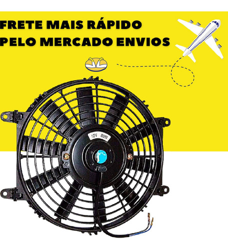 Eletro Ventilador Ventoinha Universal 10 Polegadas 12v Reta