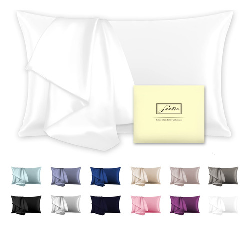 Funda De Almohada De Seda Tamaño Estandar Color Blanco