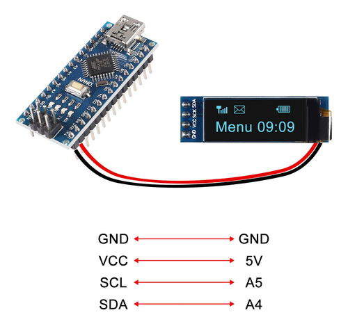 Modulo De Pantalla Oled I2c 0.91 Pulgadas Driver Ssd1306