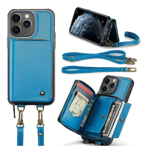 Funda De Teléfono Tipo Cartera C22 Dual Lanyard Para iPhone