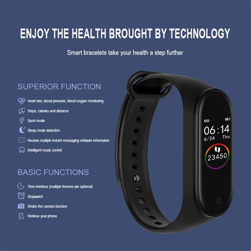 Relógio Inteligente M4 Band Watsapp Monitor Cardíaco Caloria