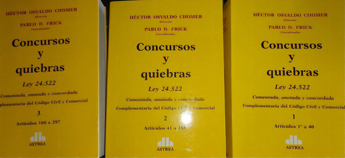 Concursos y quiebras. Ley 24.522. 3 tomos Comentada, de CHOMER, HÉCTOR O. () - FRICK, PABLO D. (Coordinador). Editorial Astrea, edición 1 en español