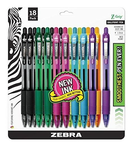 Zebra Pen Z-grip Retráctil Bolígrafo, Medio Punto, 1.0mm, Su