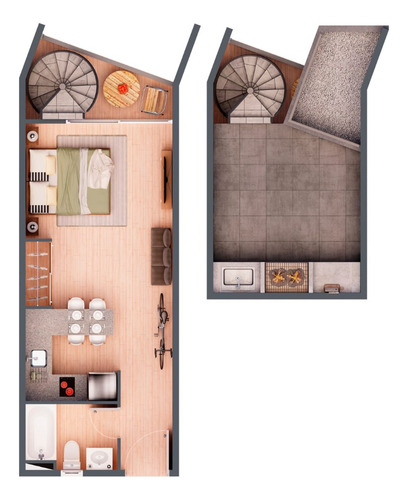 Departamento Estudio, Cerro Barón, Valparaíso.